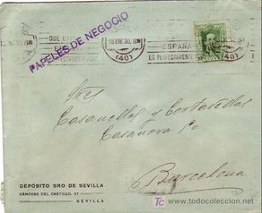 Timbres: RODILLO (EL ACEITE...) CARTA COMERCIAL CIRCULADA PAPELES DE NEGOCIO 1930 DE SEVILLA A BARCELONA. MPM